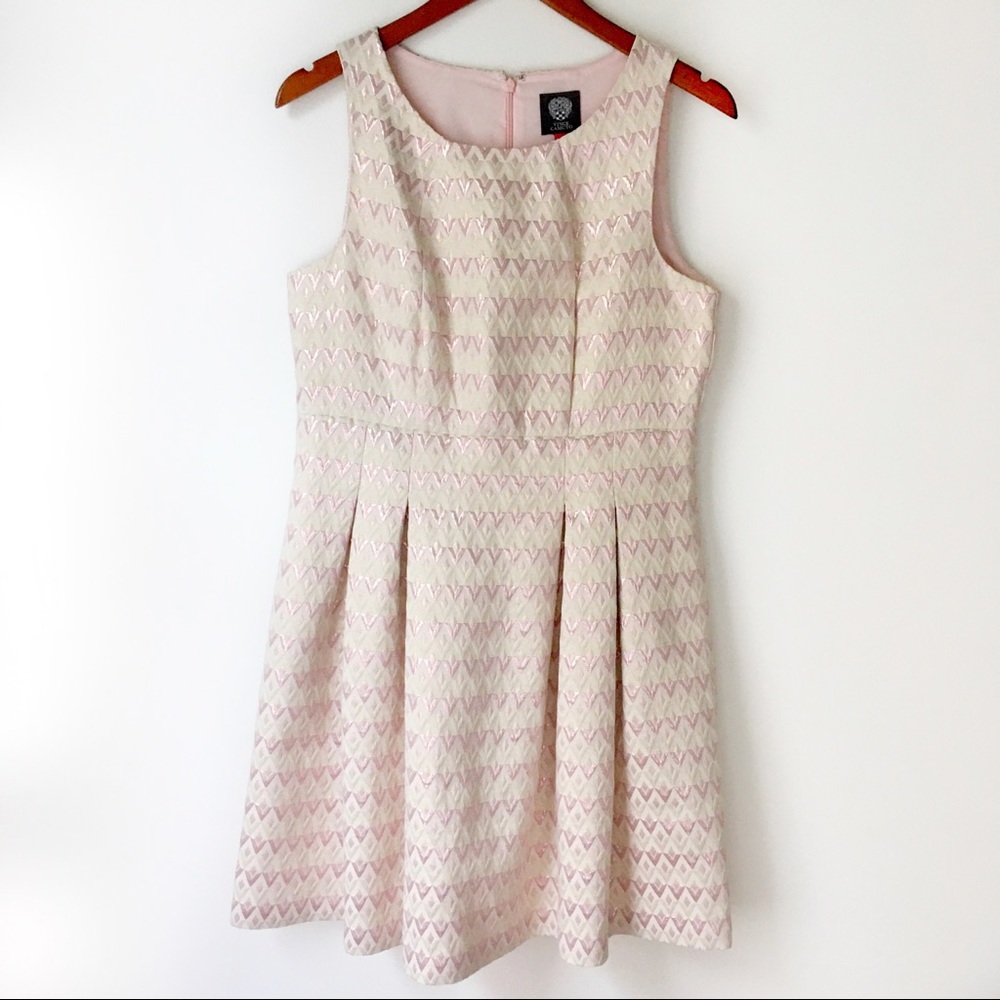 Vince Camuto Geometric Jacquard Fit & Flare Dress